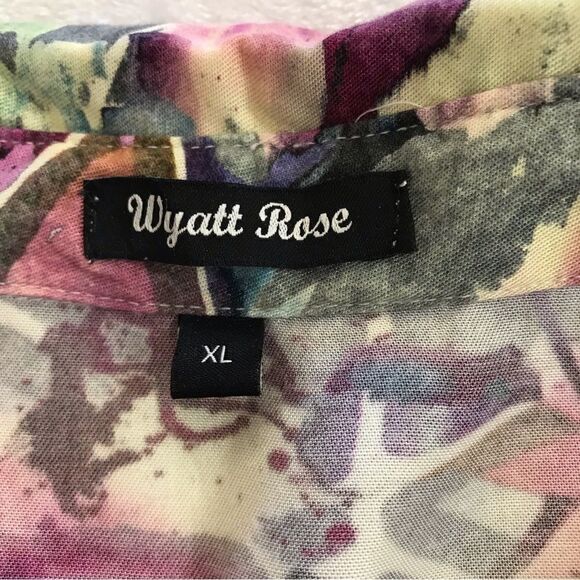 Wyatt Rose abstract art print blouse size XL - Picture 5 of 10